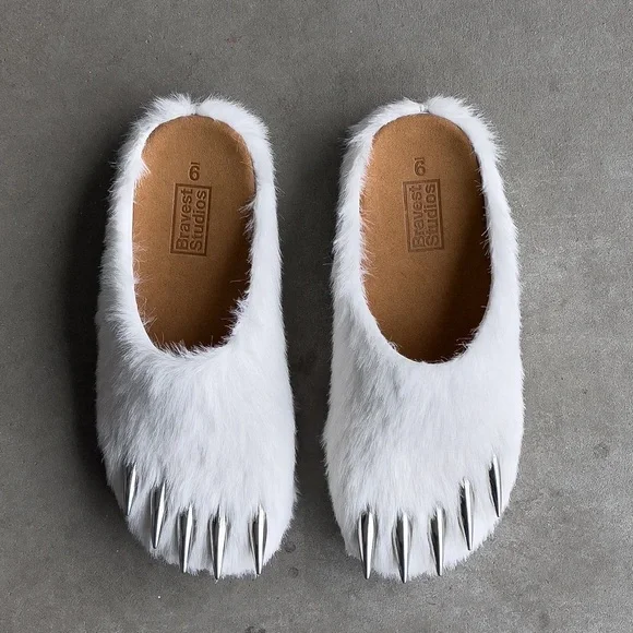 Bravest studios white bear claw mules
